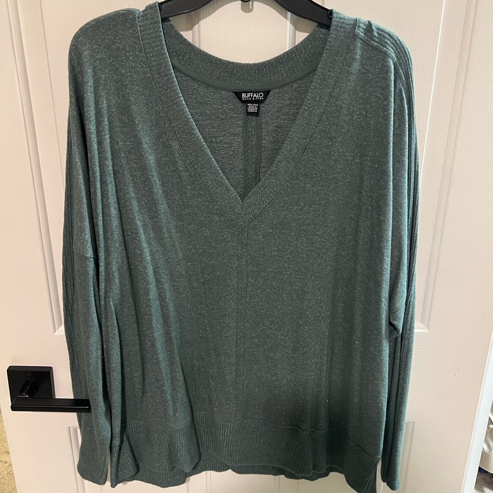 Buffalo David Bitton Knit XXL Sweater in Green Gray